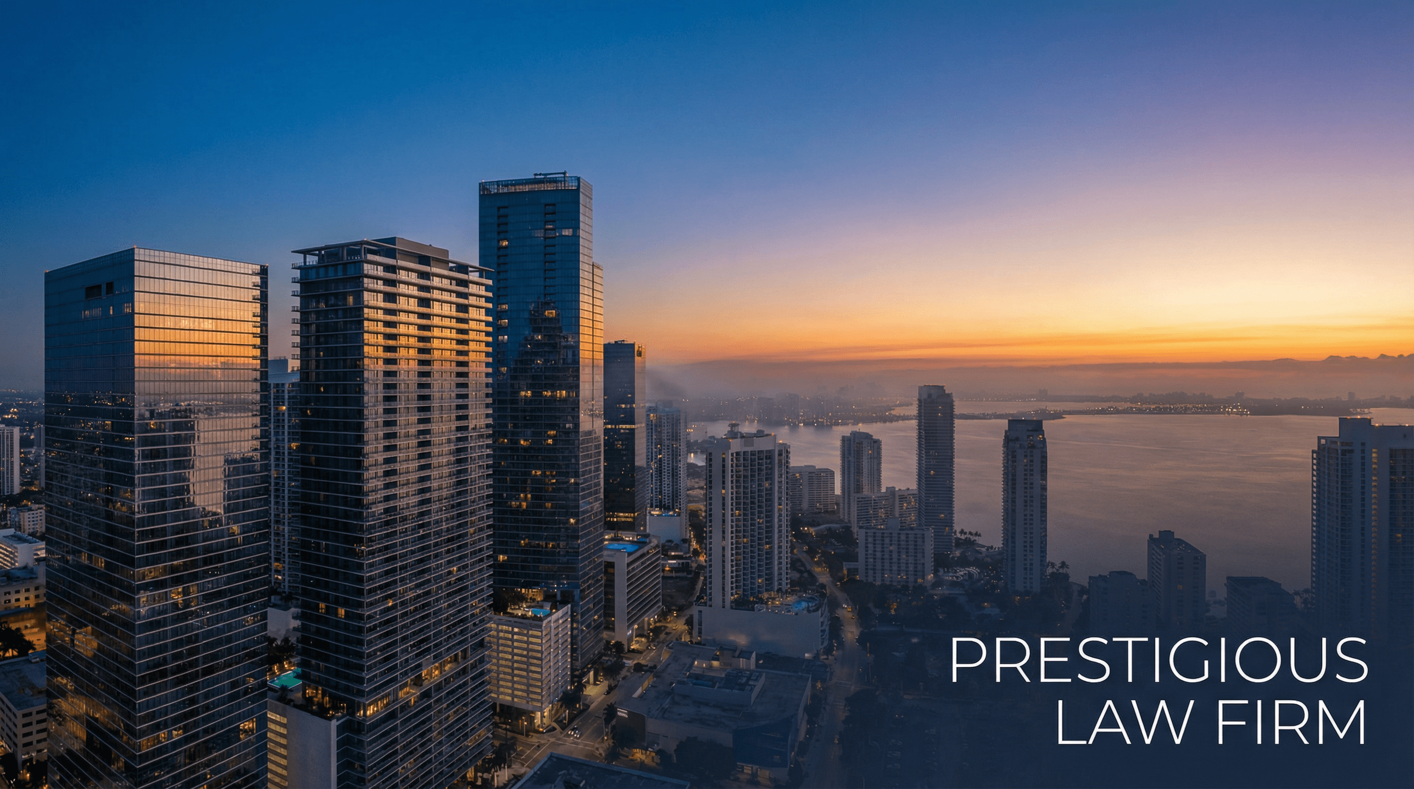 Elegant Miami skyline at dusk with Brickell financial district